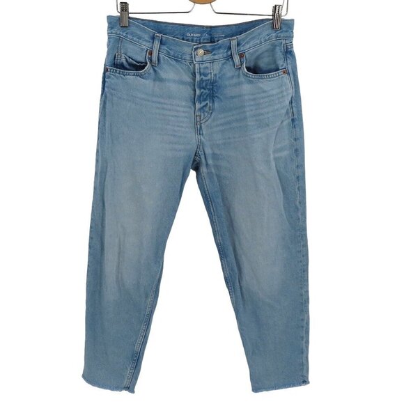 Old Navy Womens 6 High Rise Slouchy Taper Light Wash Denim Jeans Button Fly - Picture 1 of 10